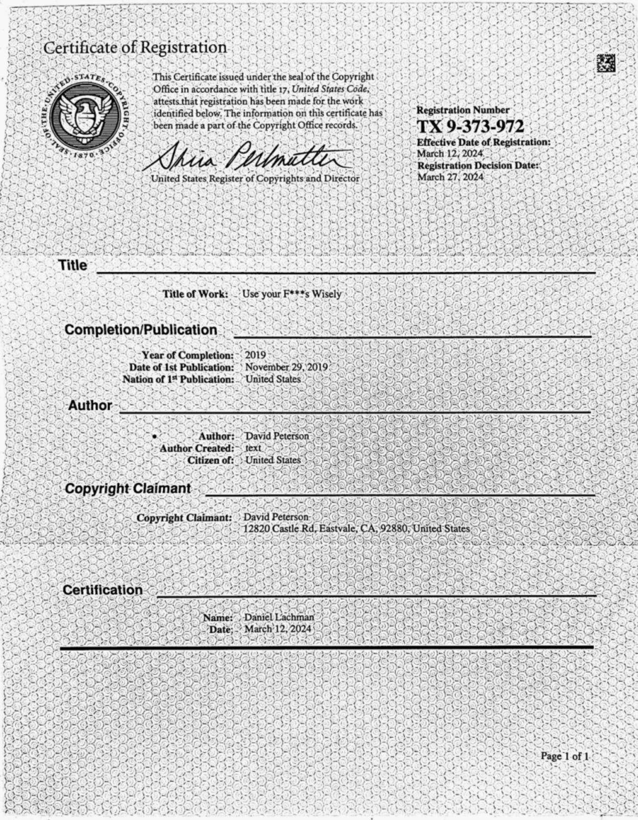 《Use Your ***s Wisely》文字版权